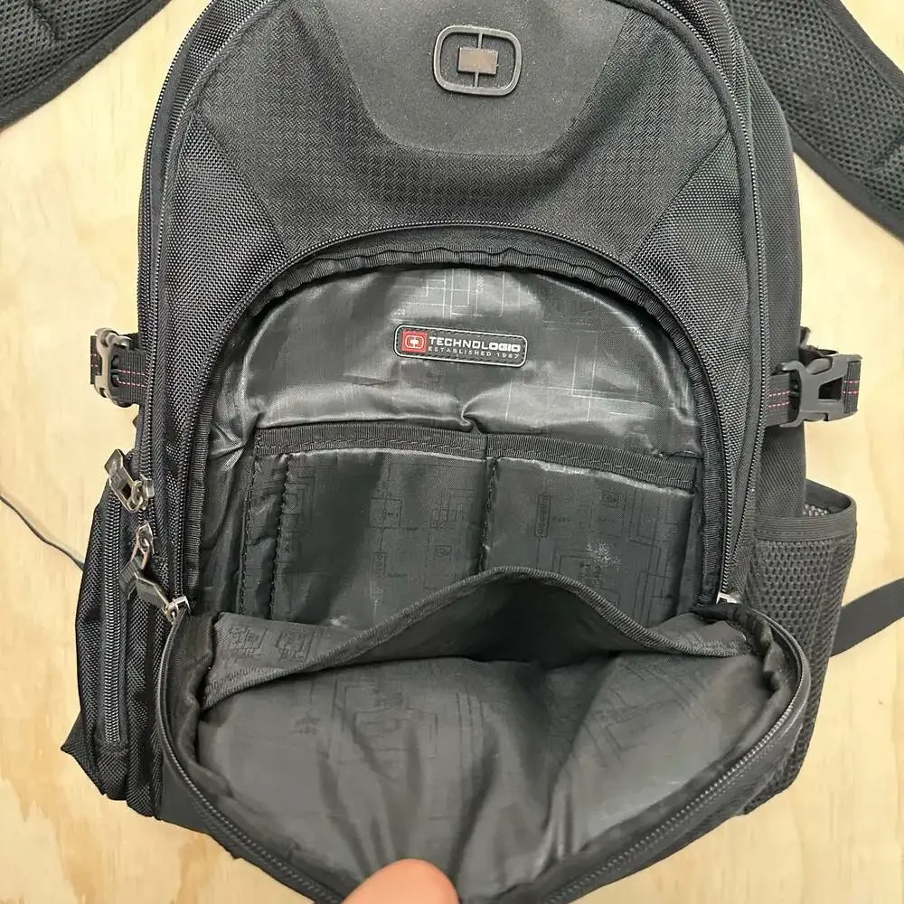 OGIO Technologio Black Laptop Backpack with Red Stitching